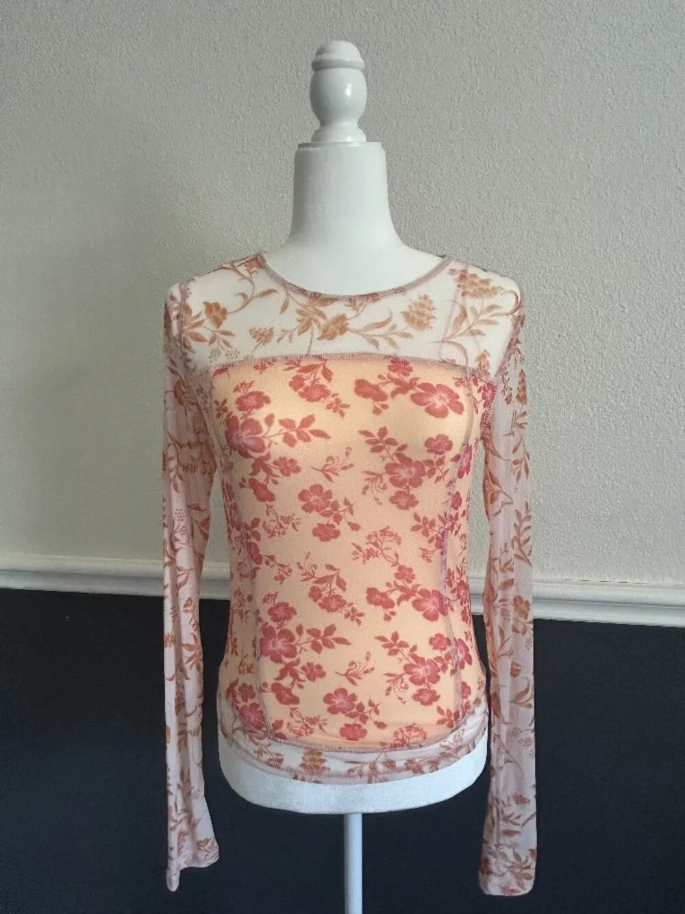 Free People sheer long sleeve top